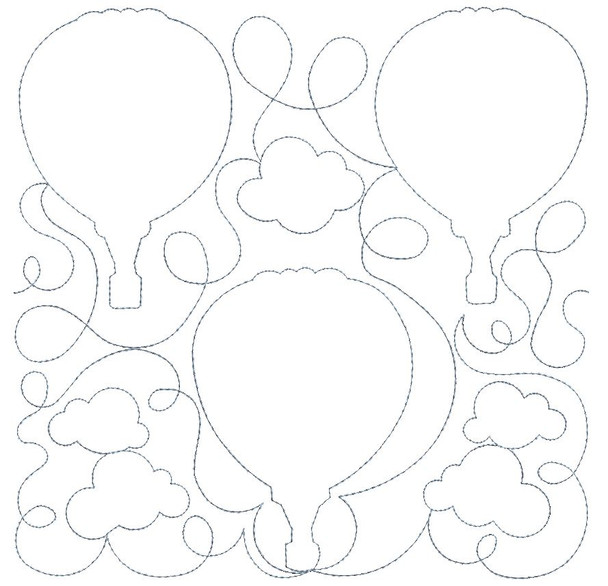 Hot Air Balloon Edge to Edge Quilt Block - Embroidery Designs