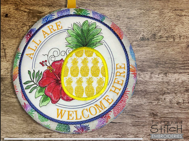 Pineapple Hot Pad- Embroidery Designs