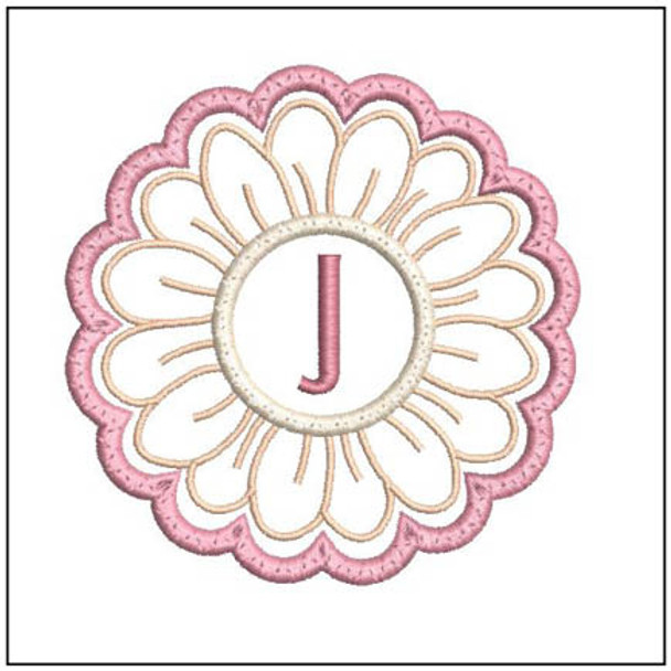 Daisy ABCs Coaster - J - Embroidery Designs & Patterns