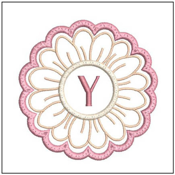 Daisy ABCs Coaster - Y - Embroidery Designs & Patterns