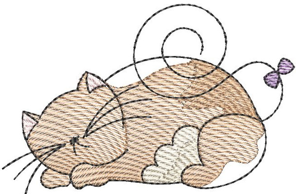 Kitty with Bow 1- Embroidery Designs & Patterns