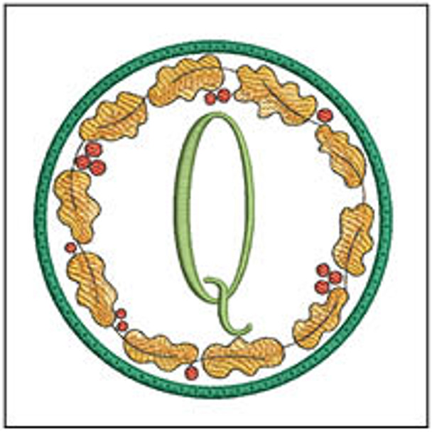 Oak Leaf ABCs Coaster - Q - Embroidery Designs & Patterns