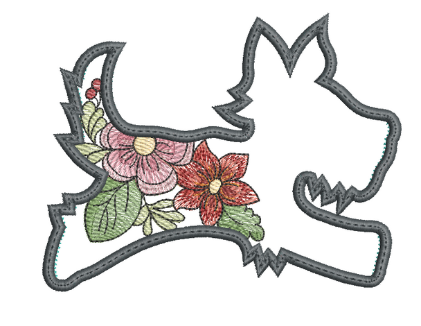 Terrier #4 Applique - Machine Embroidery Designs