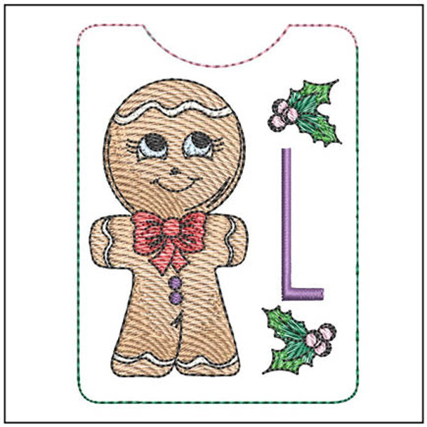 Gingerbread Man ABCs Gift Card Holder - L - Fits a 4x4" Hoop - Instant Downloadable Machine Embroidery - Light Fill Stitch