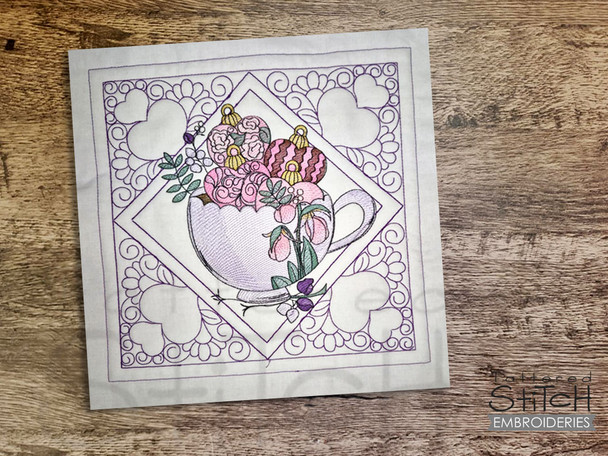 Valentine Teacups Quilt Block 4 - Embroidery Designs & Patterns