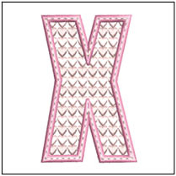Hearts ABCs - X - Fits a 4x4" Hoop - Instant Downloadable Machine Embroidery - Light Fill Stitch