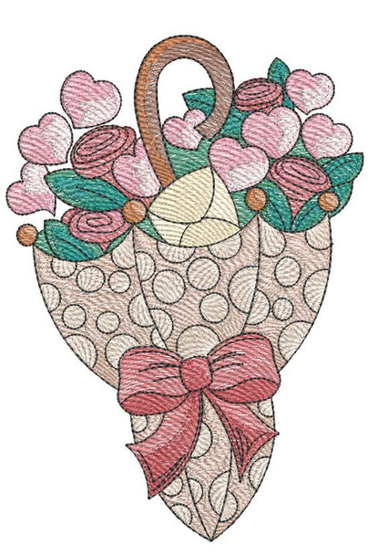 February Umbrella Bouquet -  Embroidery Designs