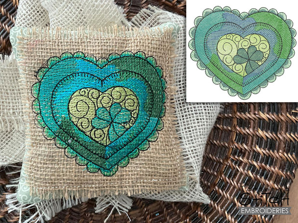 Clover Heart Mini Pillow Set - Embroidery Designs