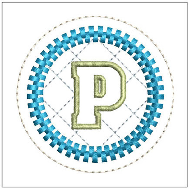 Zipper Stitch ABCs Charm - P - Embroidery Designs