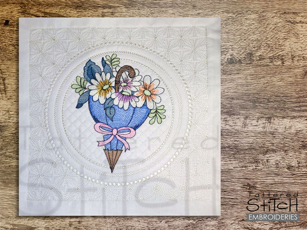 Floral Umbrella Quilt Block 6 - Embroidery Designs & Patterns Floral Umbrella Quilt Block 6 - Embroidery Designs & Patterns