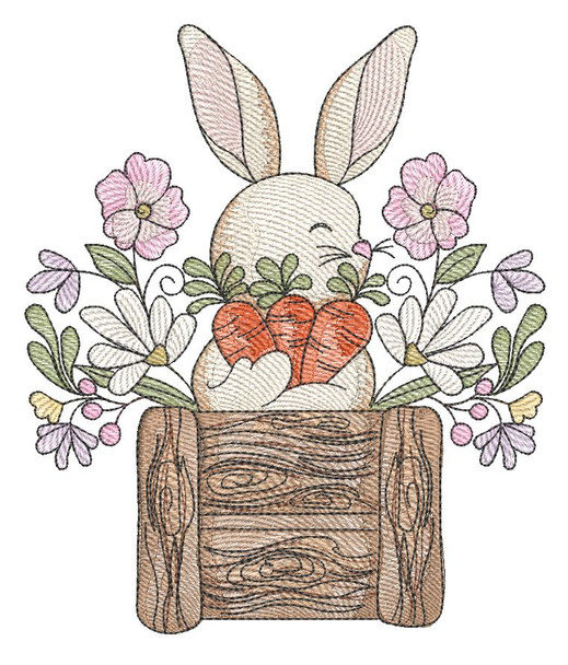 Bunny In Crate- Embroidery Designs