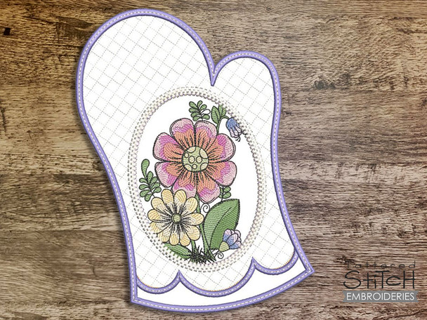 Daisy Blooms Oven Mitt  -  Embroidery Designs