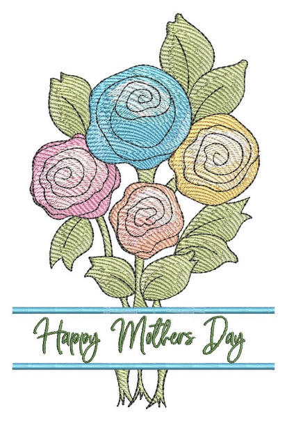 Happy Mothers Day Blooms  - Embroidery Designs