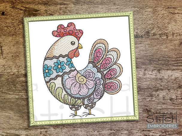 Chicken - Coaster - Embroidery Designs