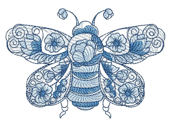 Delft Blue Bee  - Embroidery Designs