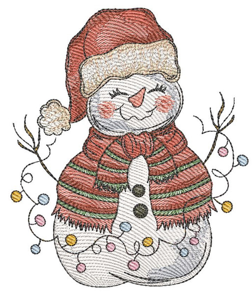 Snowman with Lights- Embroidery Designs