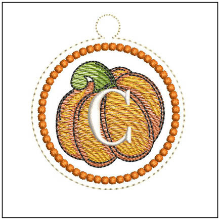 Pumpkin ABCs Charm - C  Embroidery Designs