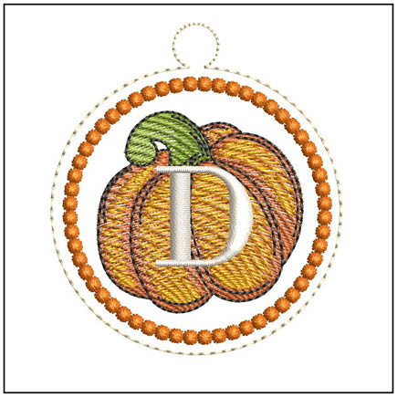 Pumpkin ABCs Charm - D  Embroidery Designs