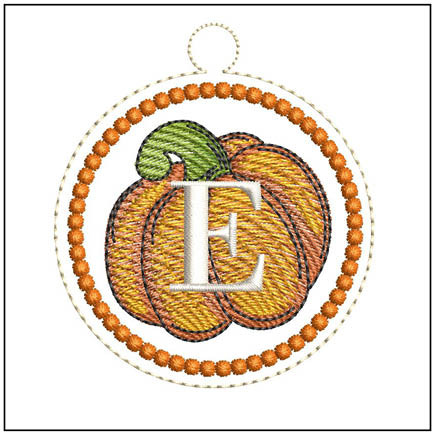 Pumpkin ABCs Charm - E  Embroidery Designs