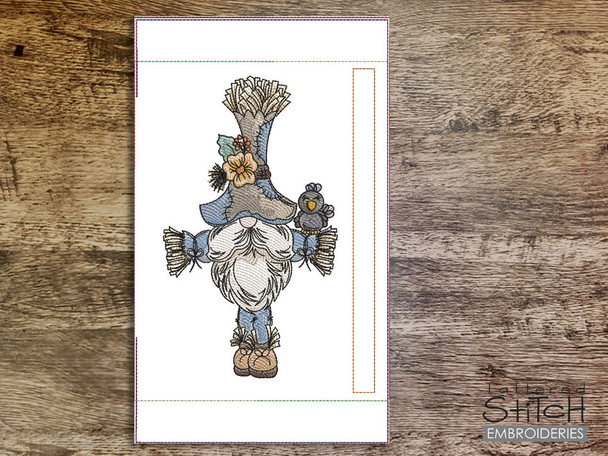 Slim Scarecrow Gnome Fridge Handle Wrap - Machine Embroidery Designs