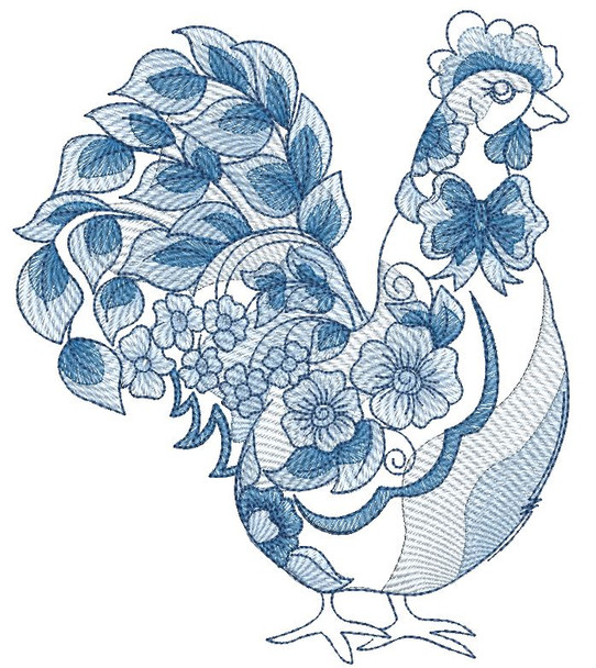 Delft Blue Rooster - Embroidery Designs