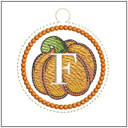 Pumpkin ABCs Charm - F  Embroidery Designs