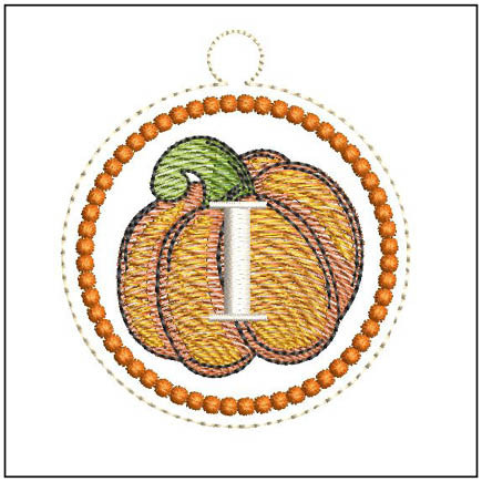 Pumpkin ABCs Charm - I  Embroidery Designs