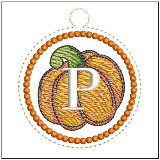 Pumpkin ABCs Charm - P  Embroidery Designs