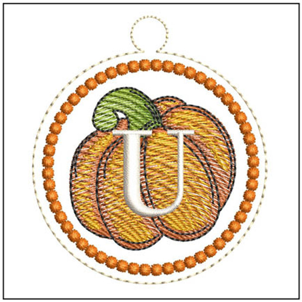 Pumpkin ABCs Charm - U  Embroidery Designs