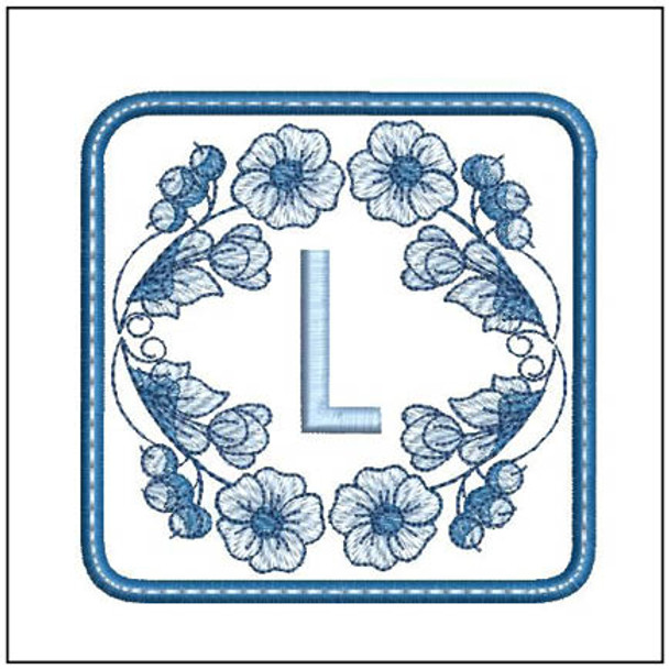 Delft Blue ABCs Coaster - L Embroidery Designs