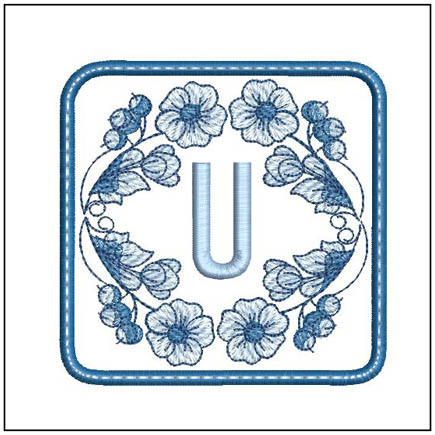 Delft Blue ABCs Coaster - U Embroidery Designs