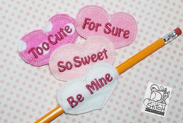 Valentine Sentiments Pencil Holders - Embroidery Design