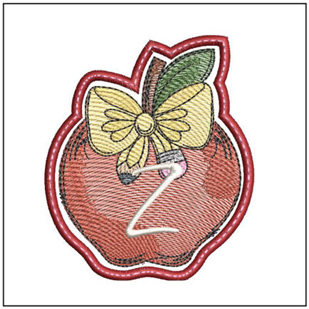 Apple ABCs Coaster - Z - Embroidery Designs