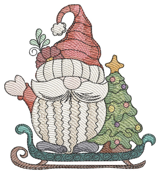 Sledding Santa Gnome - Embroidery Designs