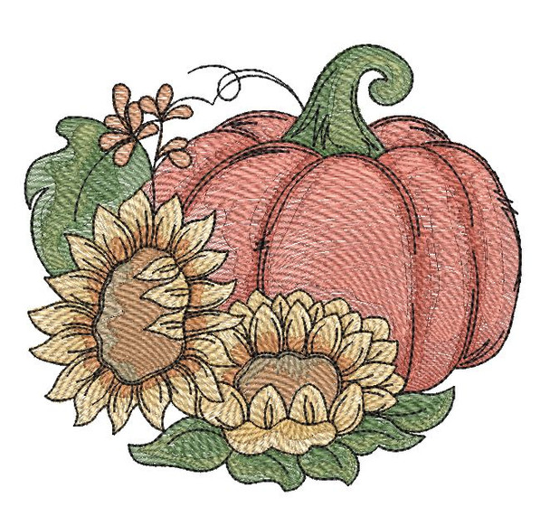 Pumpkin & Sunflowers - Machine Embroidery Designs