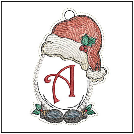 Santa Hat Ornament  ABCs - A-Z - Embroidery Designs