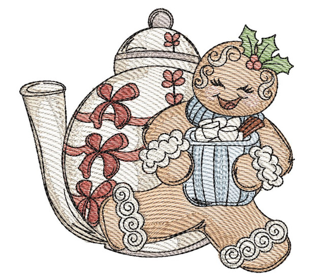 Cocoa Gingerbread Man - Machine Embroidery Designs