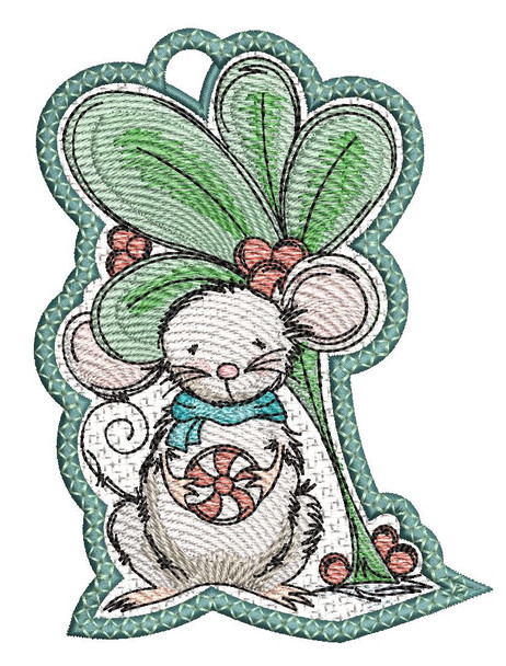 Mistletoe Mouse Free-Standing Lace - Embroidery Designs
