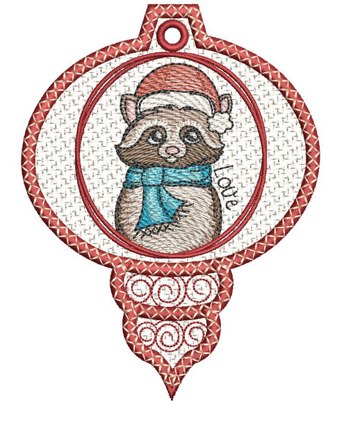Racoon Free-Standing Lace Ornament  - Embroidery Designs