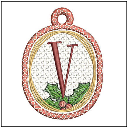 Holly Ornament FSL - ABCs - V - Embroidery Designs