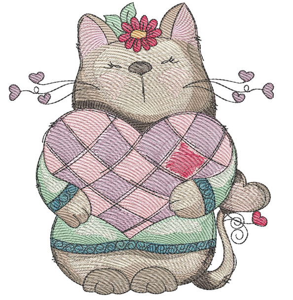 Kitty Hearts 3  - Machine Embroidery Designs