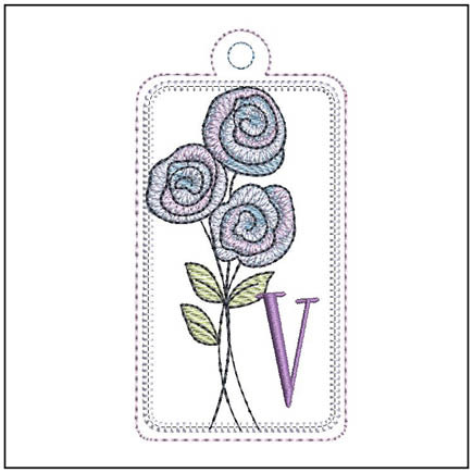 Rosettes ABCs Charm - V - Embroidery Designs