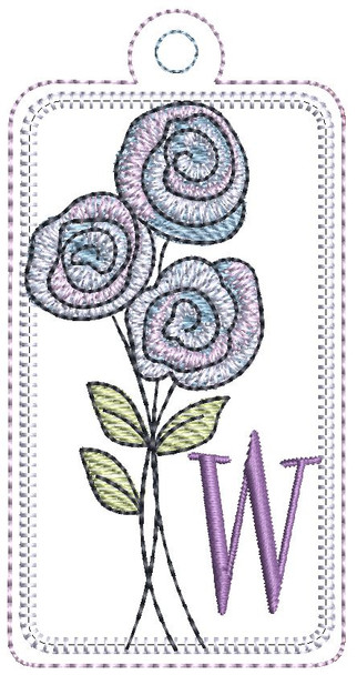 Rosettes ABCs Charm - W - Embroidery Designs