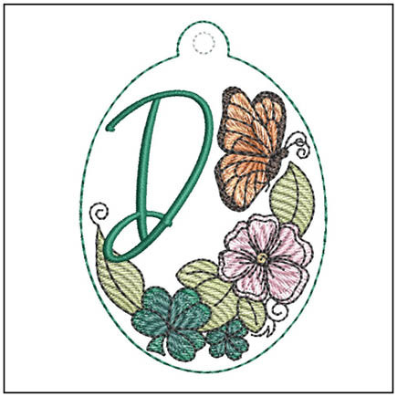 Monarch ABCs Charm - D- Embroidery Designs