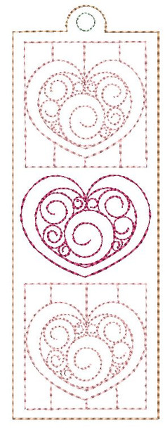 3 Hearts Bookmark - Embroidery Designs