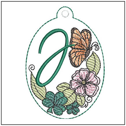 Monarch ABCs Charm - J - Embroidery Designs