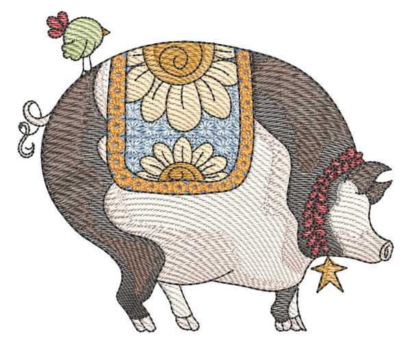 Americana Pig  - Machine Embroidery Designs