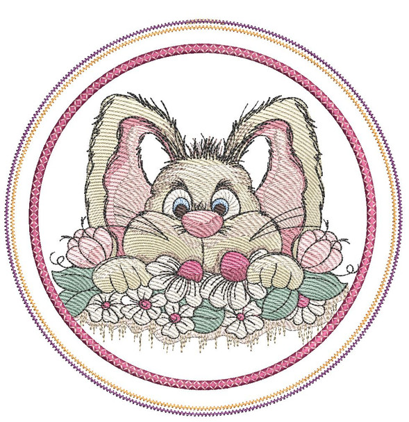 Peeking Bunny Hot Pad - Embroidery Designs