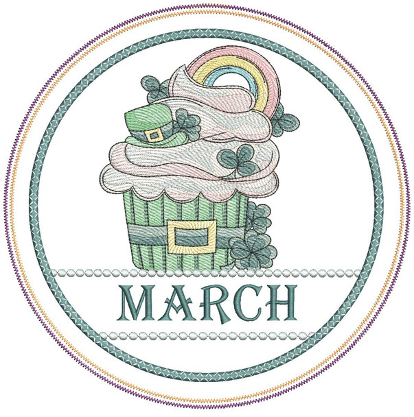 March Cupcake Hot Pad - Embroidery Designs