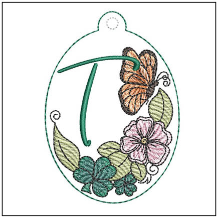 Monarch ABCs Charm - T - Embroidery Designs